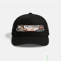 Black trucker hat with the TN Laser Crafts logo